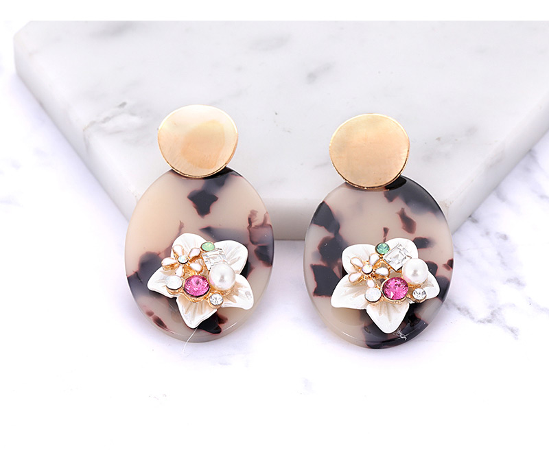 Fashion Khaki Flower Shape Decorated Earrings,Stud Earrings