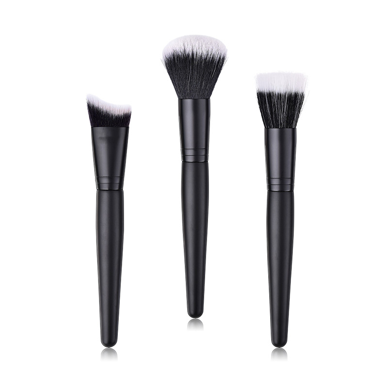 Trendy Black+white Color Matching Design Cosmetic Brush(3pcs),Beauty tools