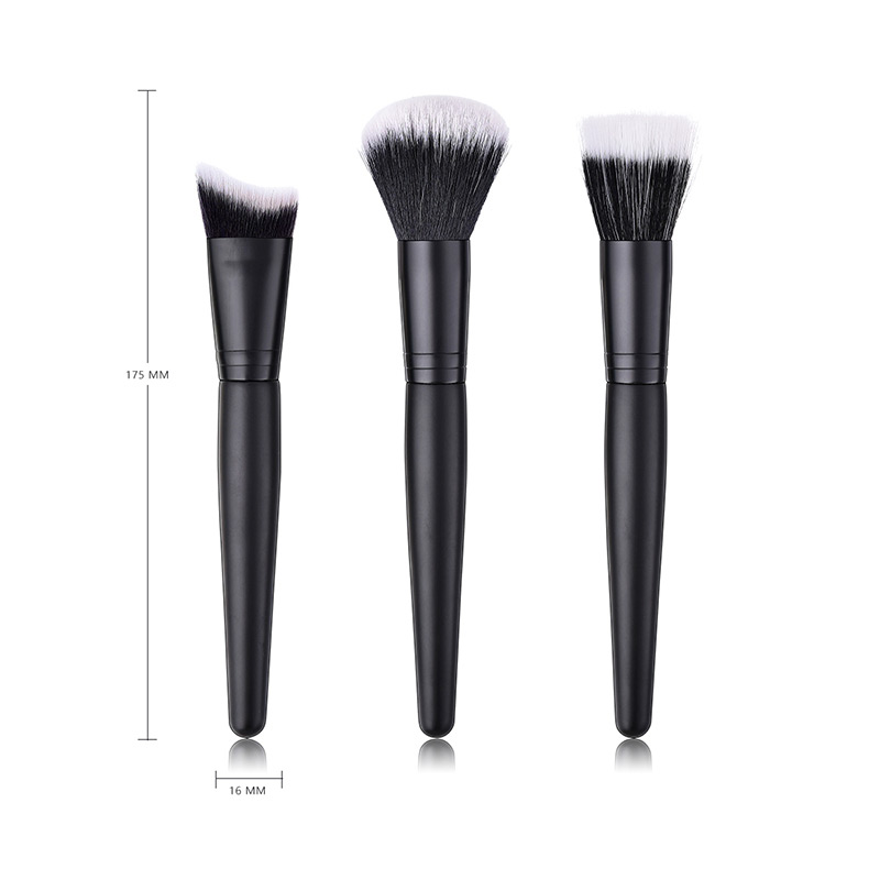 Trendy Black+white Color Matching Design Cosmetic Brush(3pcs),Beauty tools
