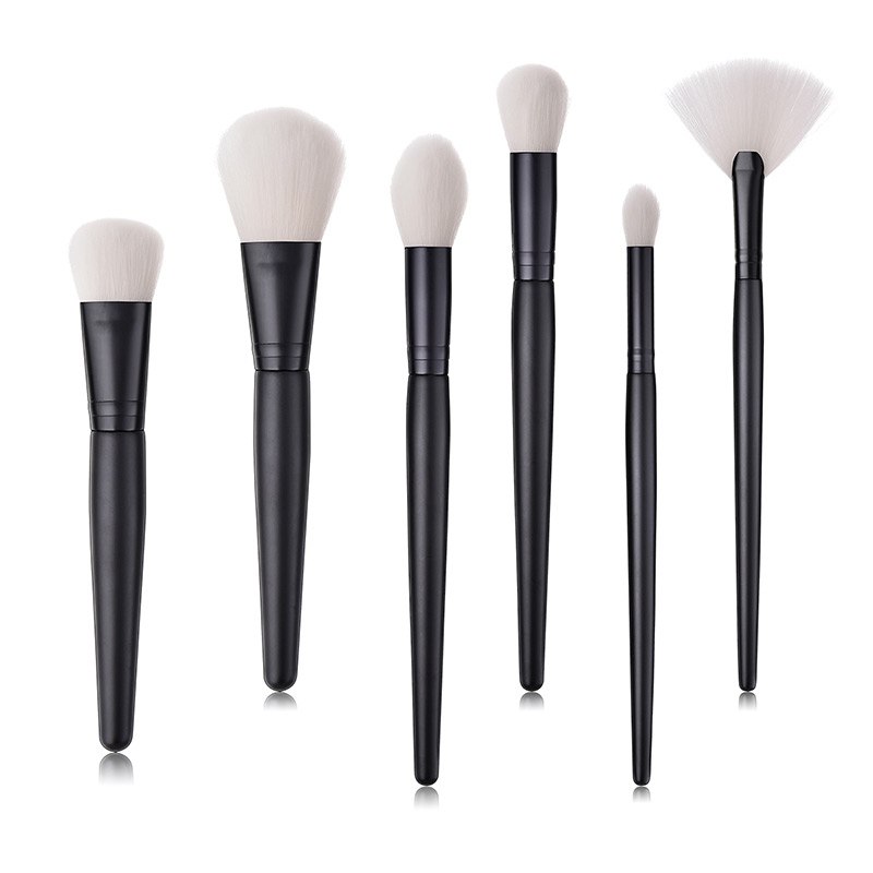 Trendy Black+white Sector Shape Design Cosmetic Brush(6pcs),Beauty tools