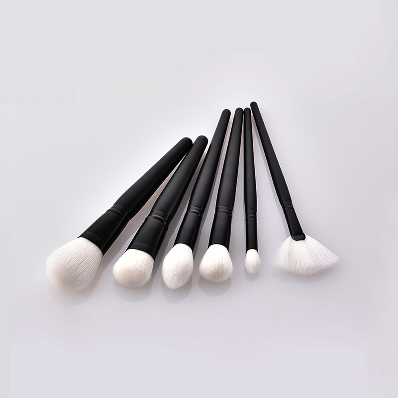 Trendy Black+white Sector Shape Design Cosmetic Brush(6pcs),Beauty tools