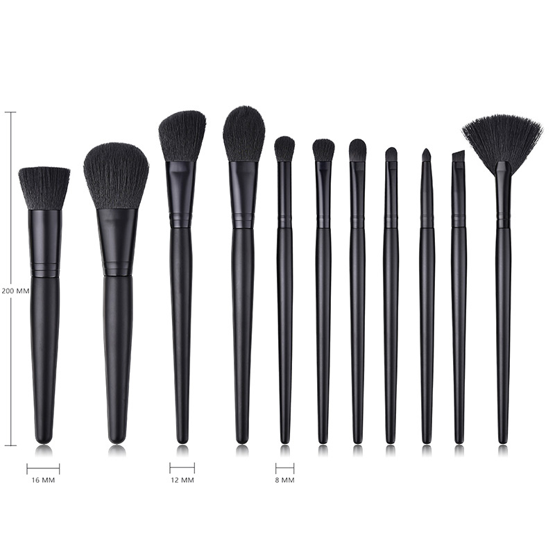 Trendy Black Pure Color Design Cosmetic Brush(11pcs),Beauty tools