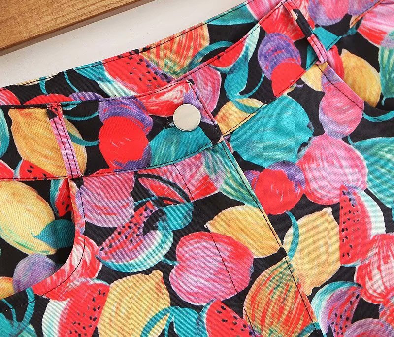 Fashion Multi-color Fruits Pattern Decorated Shorts,Shorts