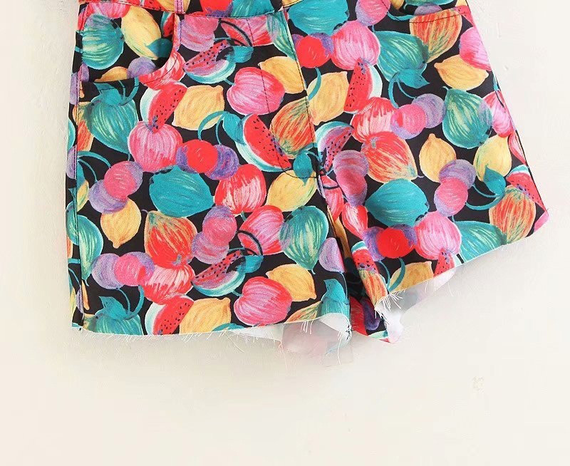 Fashion Multi-color Fruits Pattern Decorated Shorts,Shorts