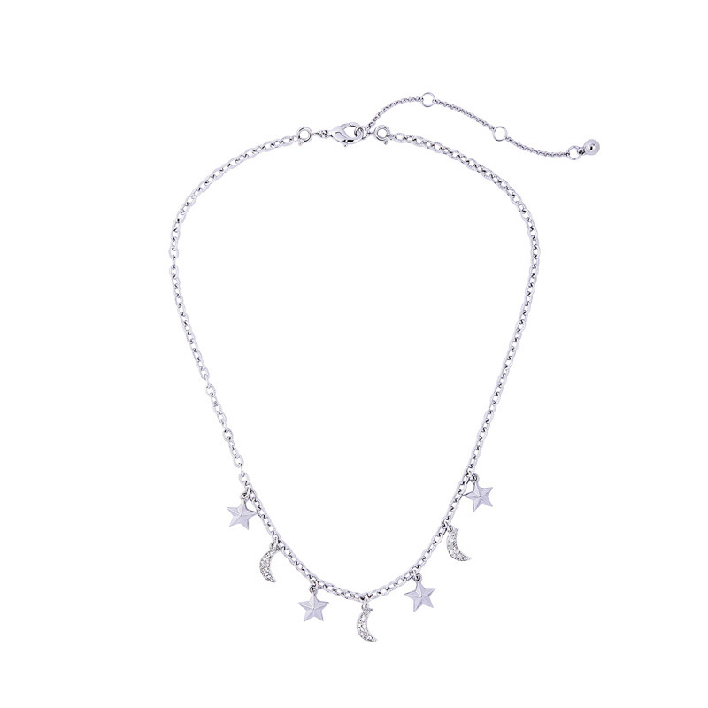 Elegant Silver Color Star&moon Pendant Decorated Necklace,Multi Strand Necklaces