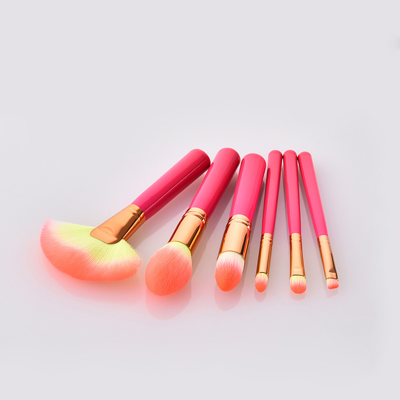 Trendy Plum Red Sector Shape Design Cosmetic Brush(6pcs),Beauty tools
