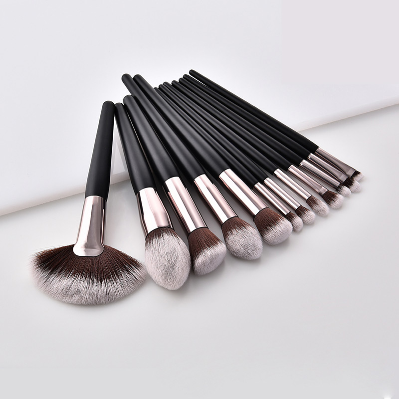 Trendy Black Geomtric Shape Design Cosmetic Brush(12pcs),Beauty tools