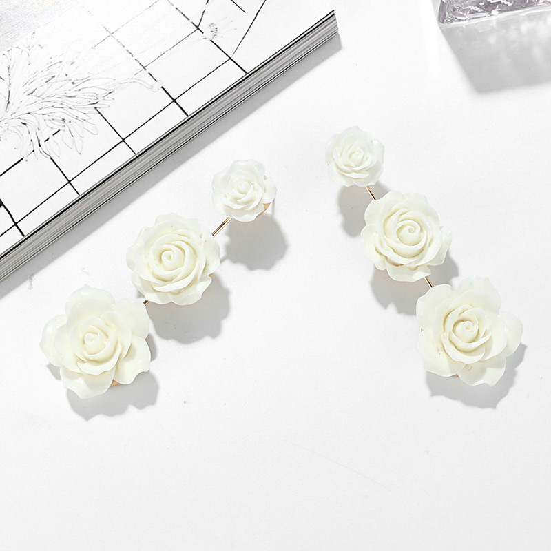 Elegant White Flowers Decorated Pure Color Earrings,Drop Earrings