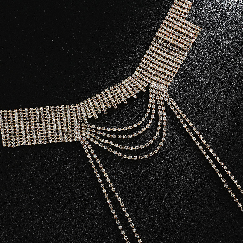 Elegant Gold Color Pure Color Design Long Tassel Choker,Multi Strand Necklaces