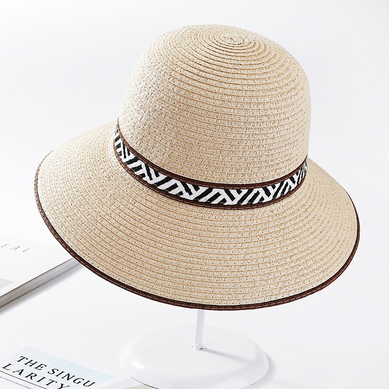 Fashion Beige Stripe Pattern Design Sunscreen Beach Hat,Sun Hats