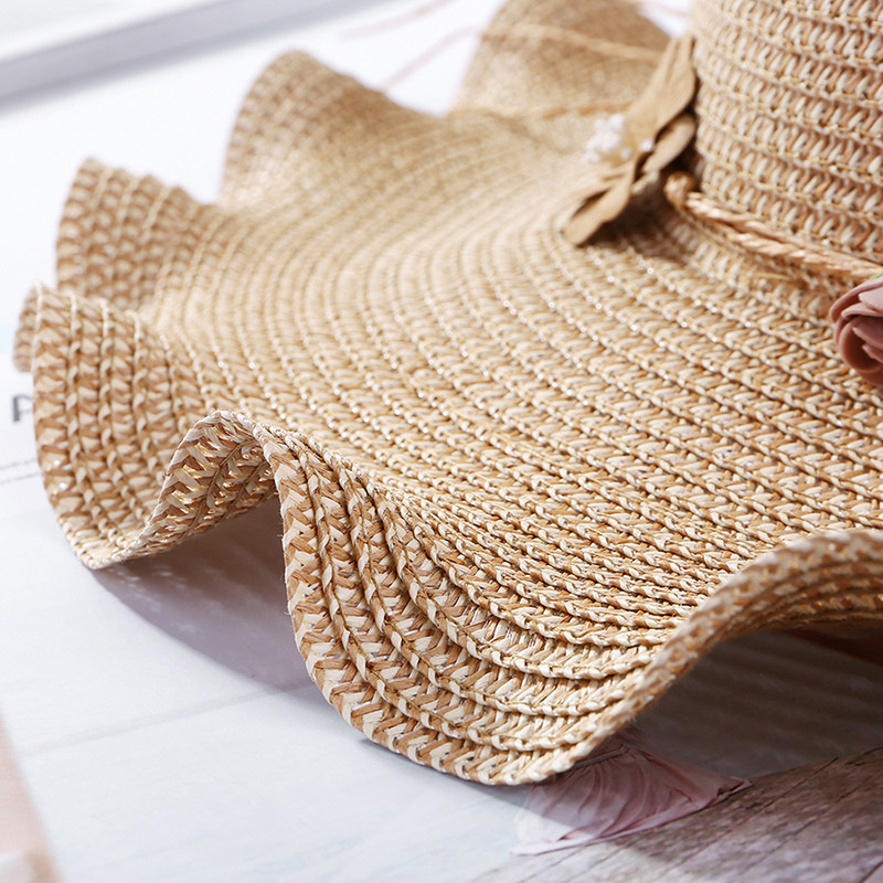 Fashion Beige Wave Shape Design Foldable Sunscreen Hat,Sun Hats