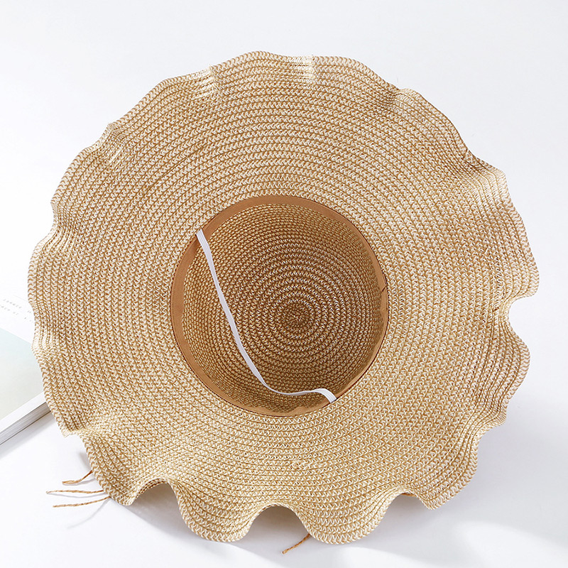 Fashion Beige Wave Shape Design Foldable Sunscreen Hat,Sun Hats