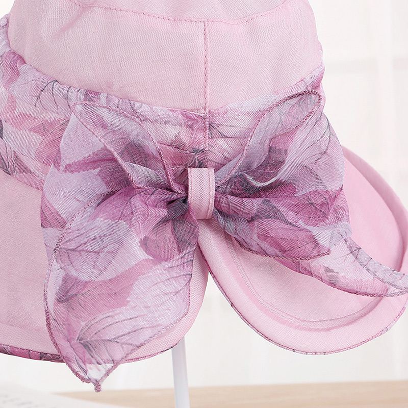 Fashion Pink Bowknot Decorated Foldable Anti-ultraviolet Hat,Sun Hats