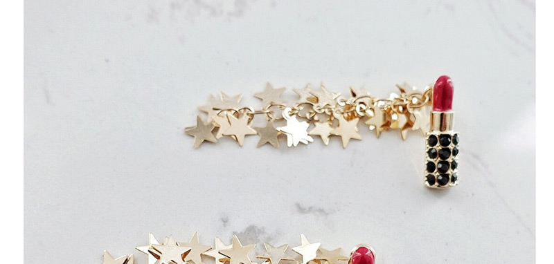 Fashion Gold Color+red Star Shape Decorated Earrings,Drop Earrings