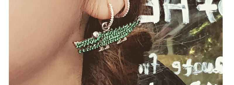 Fashion Green+silver Color Crocodile Shape Decorated Earrings,Stud Earrings