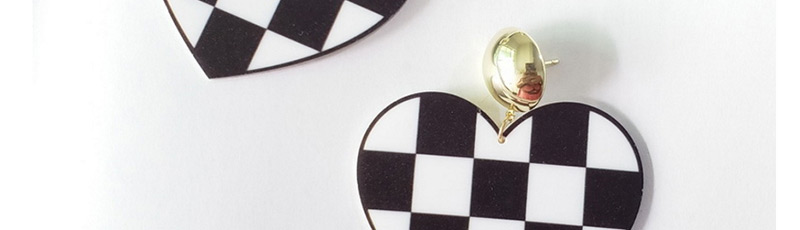 Fashion Black+white Heart Shape Decorated Earrings,Stud Earrings