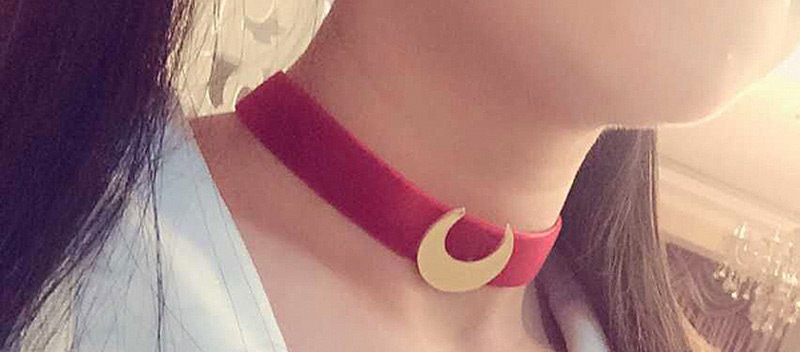Fashion Red Moon Shape Decorated Choker,Chokers