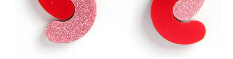 Simple Red+pink Semicircular Shape Decorated Earrings,Stud Earrings
