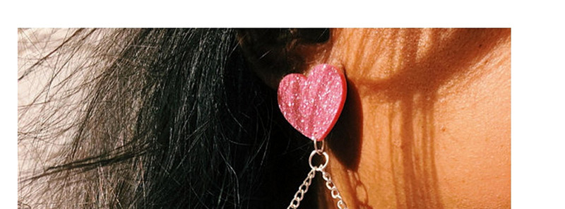 Fashion Pink Letter Pattern Decorated Heart Earrings,Drop Earrings