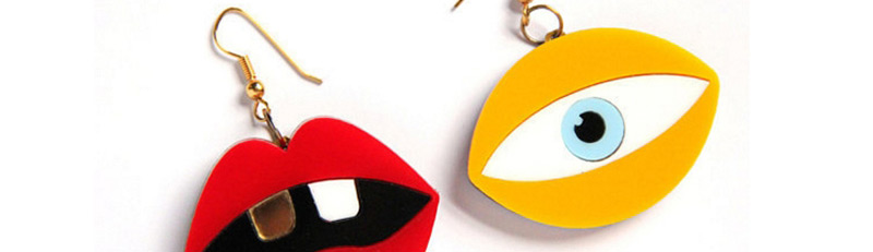 Fashion Red+yellow Eye Shape Decorated Earrings,Drop Earrings