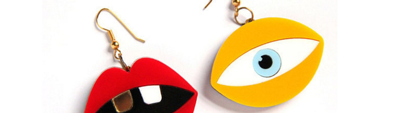 Fashion Red+yellow Eye Shape Decorated Earrings,Drop Earrings