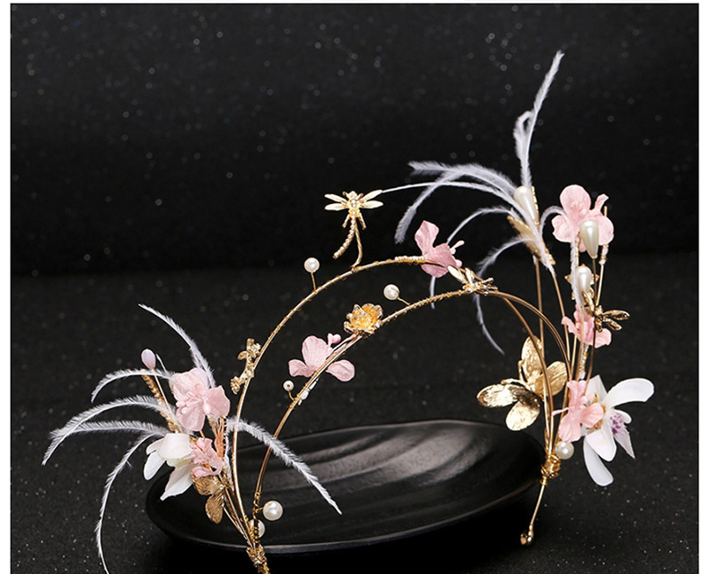 Fashion Gold Color+pink Flower Shape Decorated Hair Accessories,Head Band