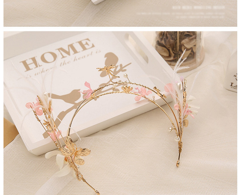 Fashion Gold Color+pink Flower Shape Decorated Hair Accessories,Head Band