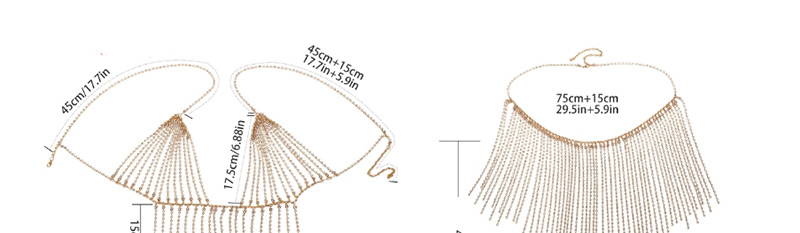 Exaggerated Gold Color Tassel Design Pure Color Waist Chain,Body Piercing Jewelry
