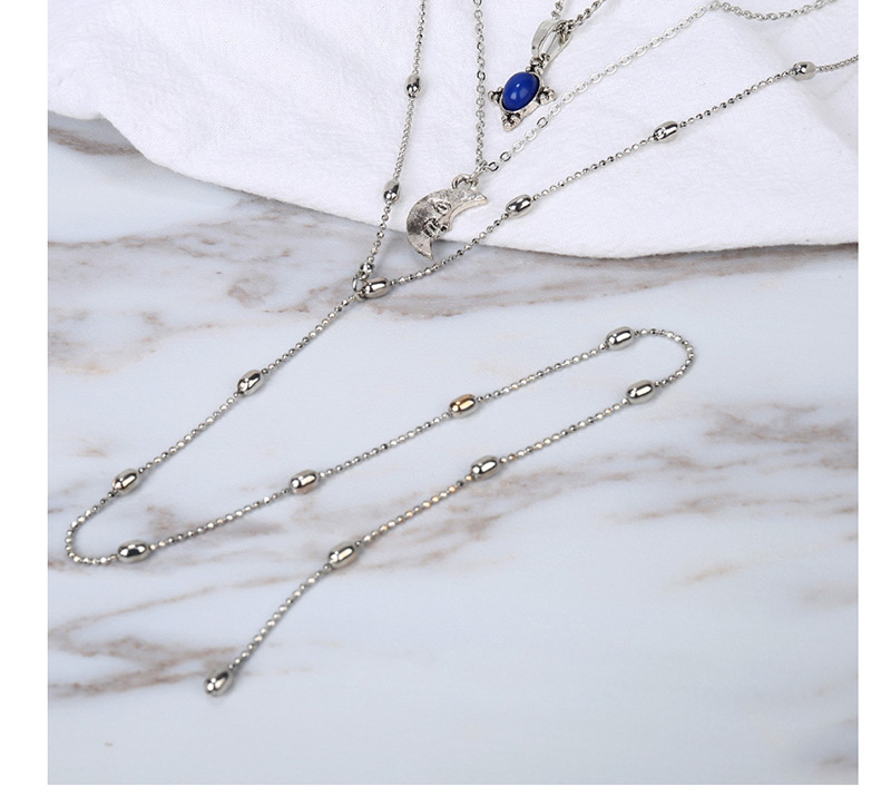 Elegant Antique Silver Tassel Decorated Multi-layer Necklace,Multi Strand Necklaces
