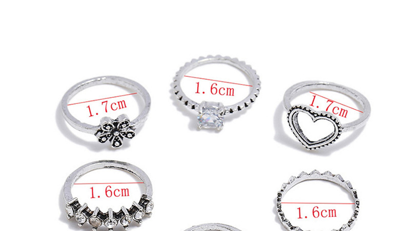 Elegant Silver Color Flowers Shape Decorated Ring Sets(6pcs),Fashion Rings