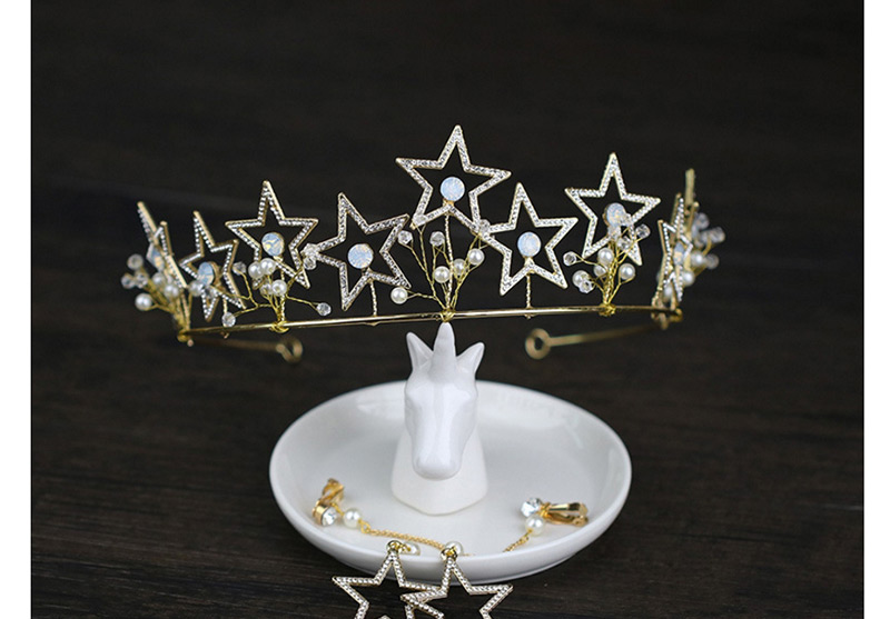 Fashion Gold Color Star Shape Decorated Hair Accessories(with Earrings),Head Band