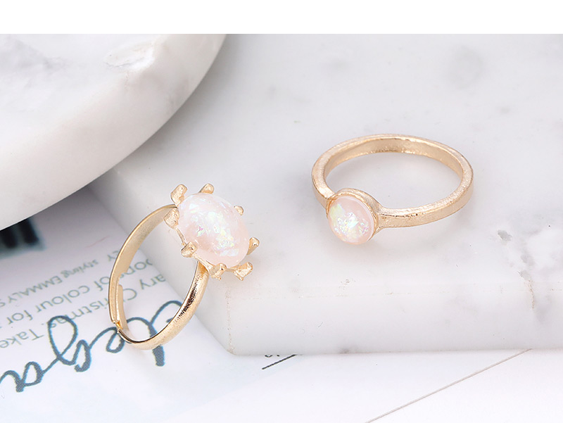 Fashion Gold Color Round Shape Diamond Decorated Ring (7pcs),Fashion Rings