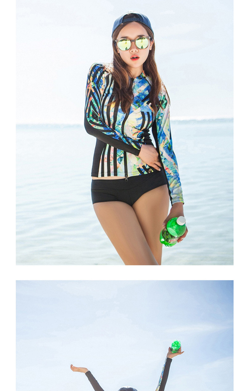 Sexy Multi-color Stripe Pattern Decorated Casual Swimsuit(3pcs),Swimwear Plus Size