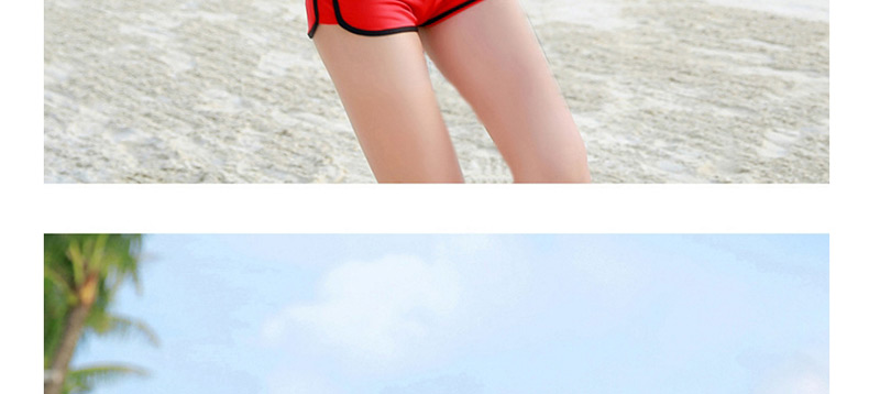 Sexy Red+white Stripe Pattern Design Long Sleeves Swimsuit(3pcs),Swimwear Plus Size