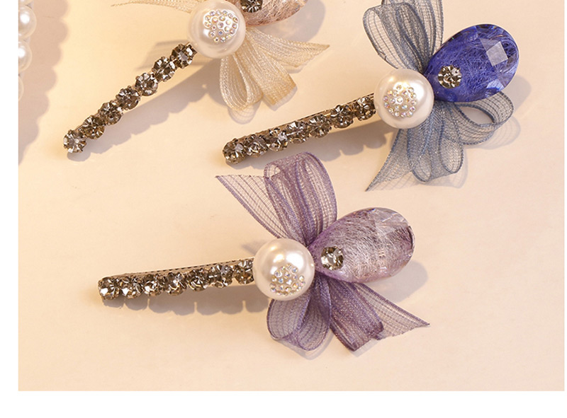 Sweet Light Purple Pearls&bowknot Decorated Hair Clip,Hairpins