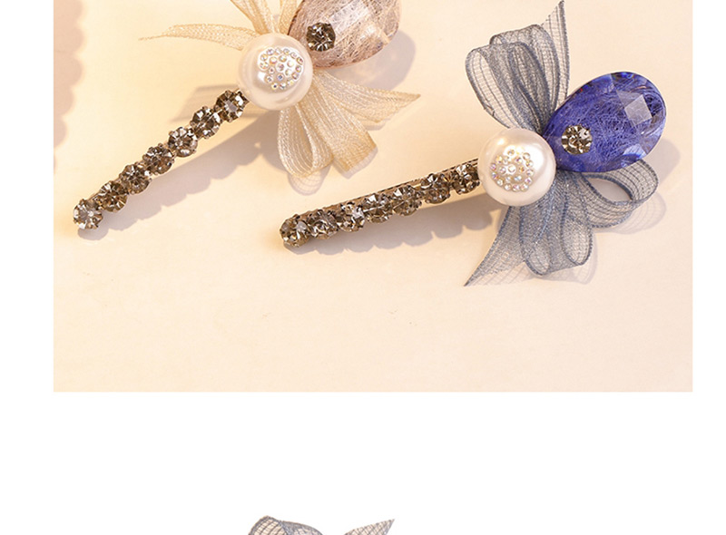 Sweet Gray+purple Pearls&bowknot Decorated Hair Clip,Hairpins