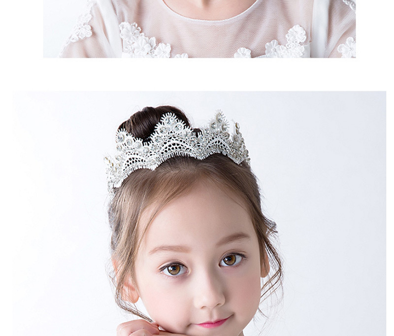Sweet White Pure Color Design Crown Shape Child Hair Hoop,Head Band