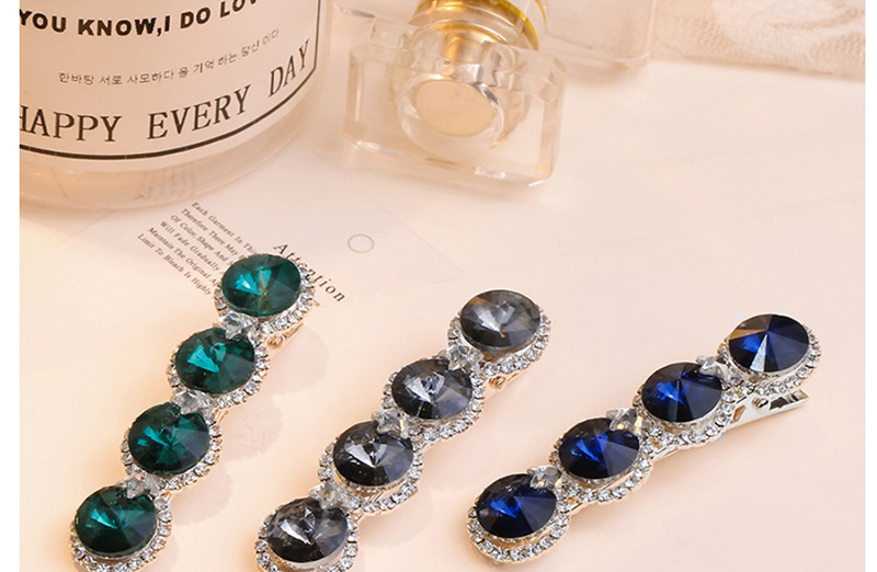 Sweet Sapphire Blue Full Diamond Design Pure Color Hair Clip,Hairpins