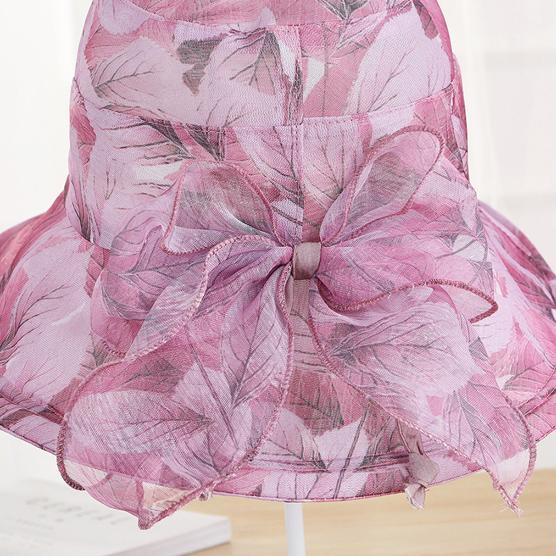 Fashion Pink Leaf Pattern Design Foldable Sunscreen Hat,Sun Hats