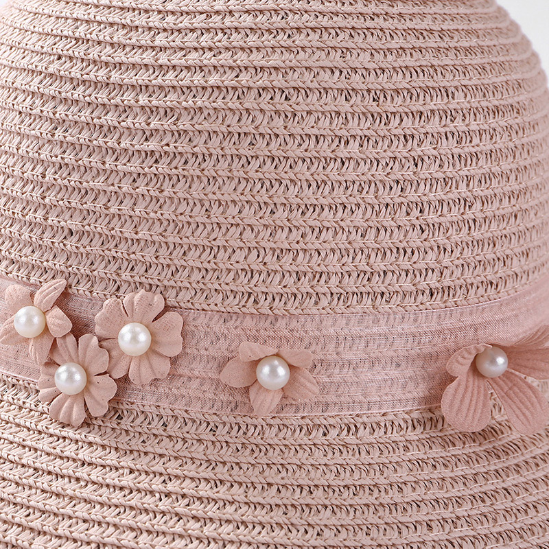 Fashion Pink Flowers Decorated Pure Color Sunscreen Hat,Sun Hats