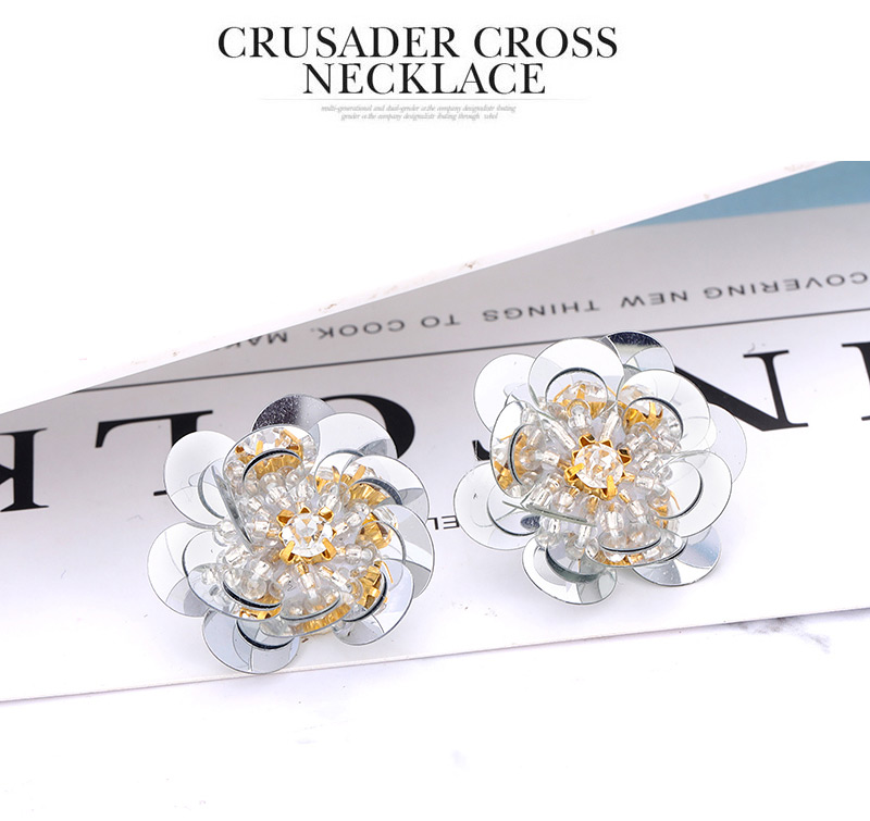 Elegant Silver Color Flower Shape Design Simple Earrings,Stud Earrings