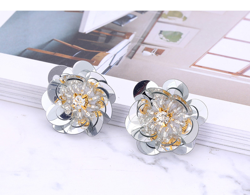 Elegant Silver Color Flower Shape Design Simple Earrings,Stud Earrings