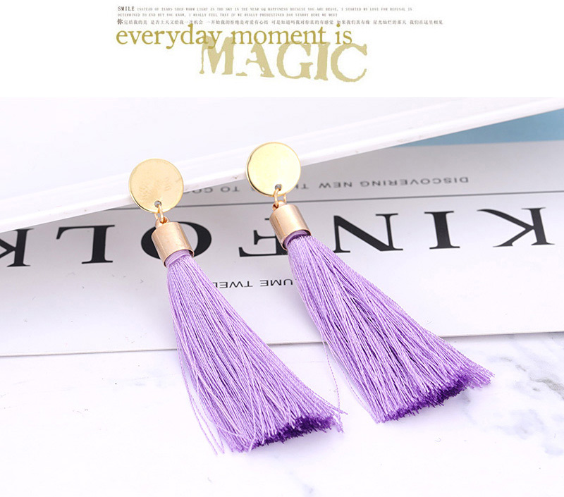 Fashion Purple Tassel Decorated Long Earrings,Drop Earrings