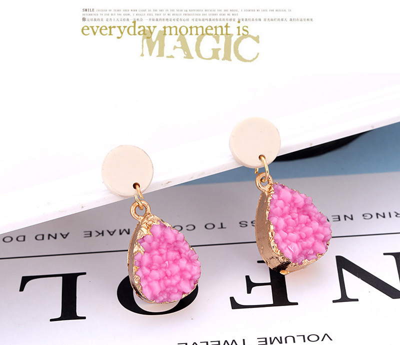 Fashion Plum Red Water Drop Shape Gemstone Decorated Earrings,Drop Earrings