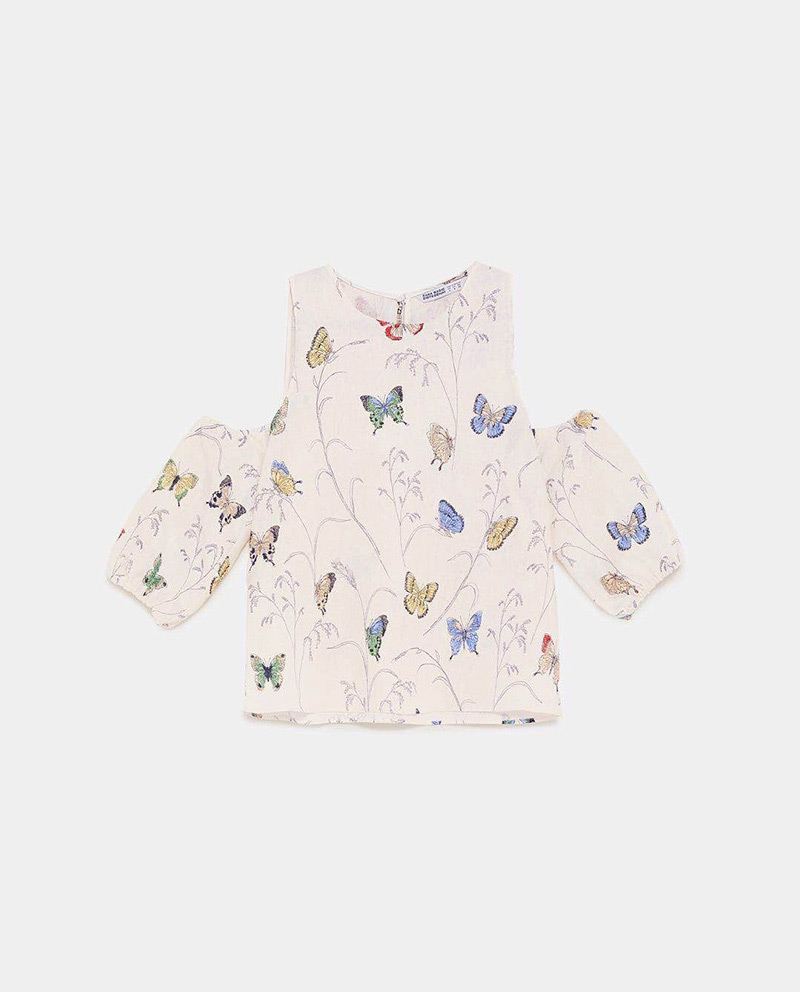 Fashion White Butterfly Pattern Decorated Blouse,Hair Crown