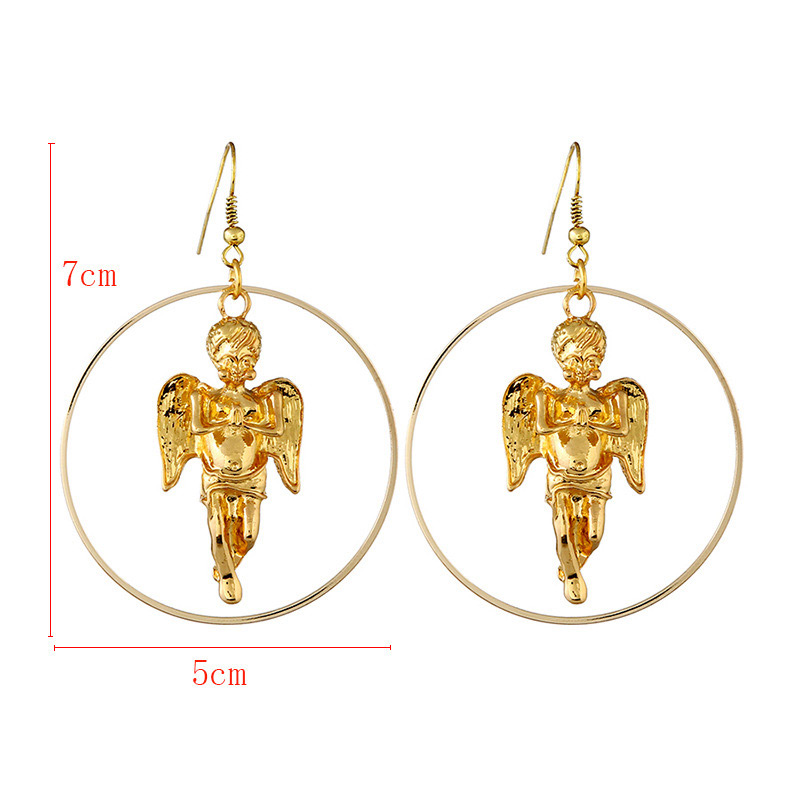 Elegant Gold Color Angel Pendant Decorated Pure Color Earrings,Drop Earrings