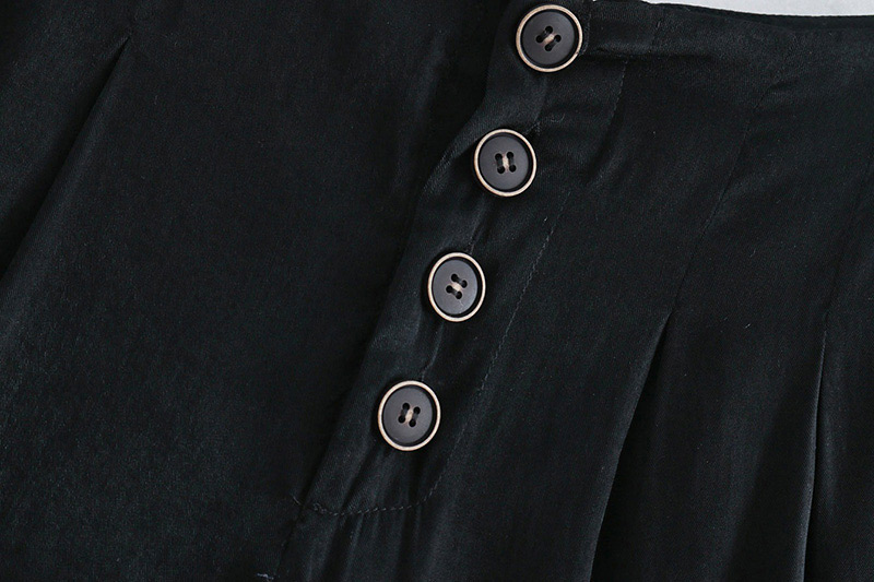 Fashion Black Pure Color Decorated Dress,Shorts