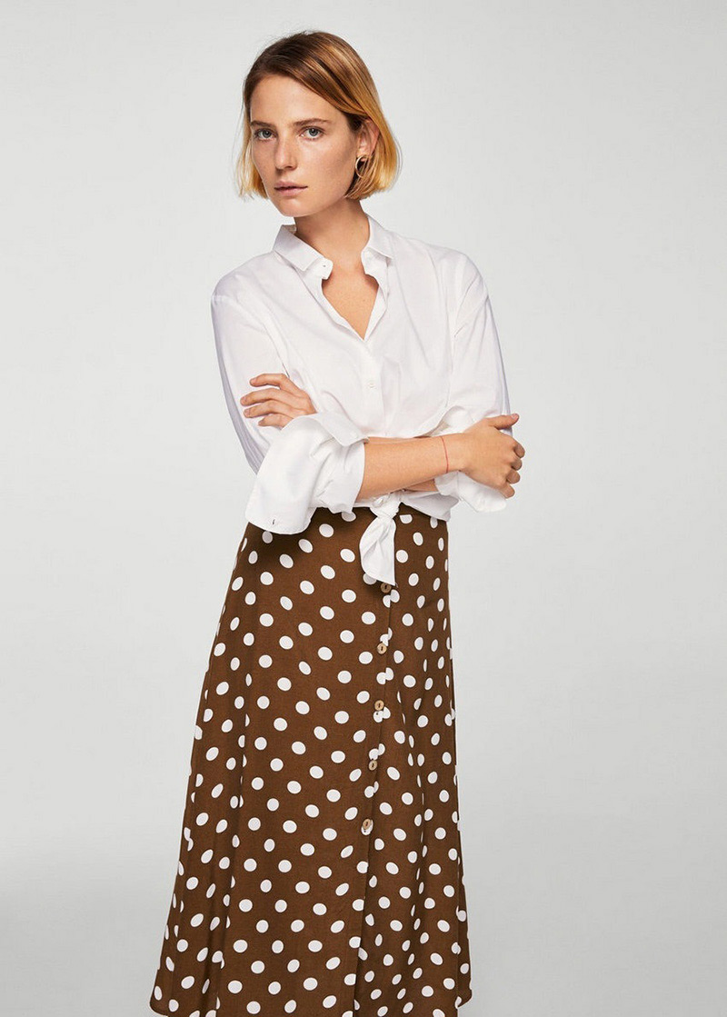 Fashion Khaki Dots Pattern Decorated Dress,Skirts