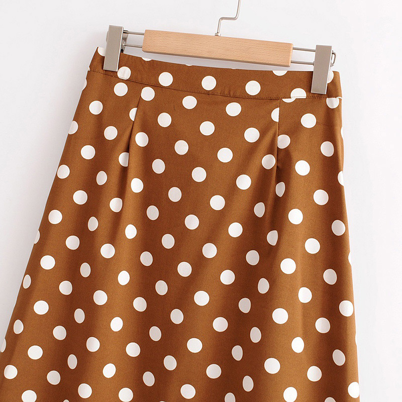 Fashion Khaki Dots Pattern Decorated Dress,Skirts