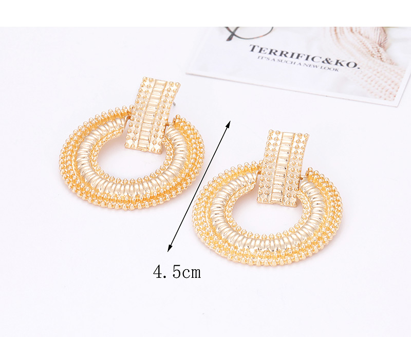 Elegant Gold Color Circular Ring Design Pure Color Earrings,Stud Earrings